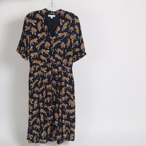 Emily and Fin Midi Stella Shirt Dress Leaping Leopards size L